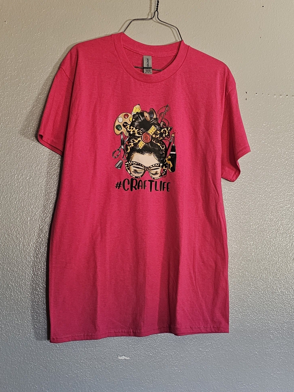 Gildan #CraftLife Graphic Tee - Hot Pink Medium